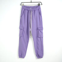 pantalone viola cargo tasche laterali lacci duca homme uomo