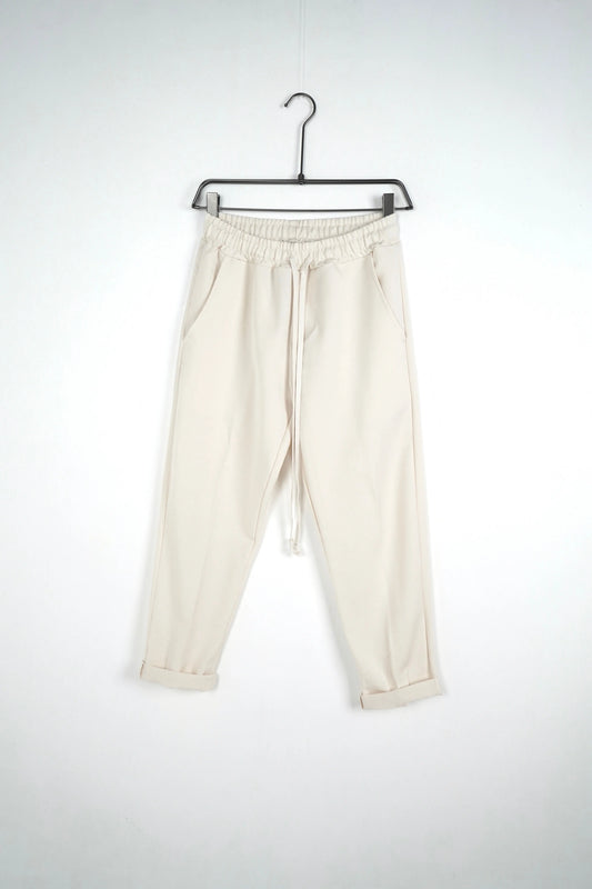 pantalone beige elegante lacci duca homme uomo