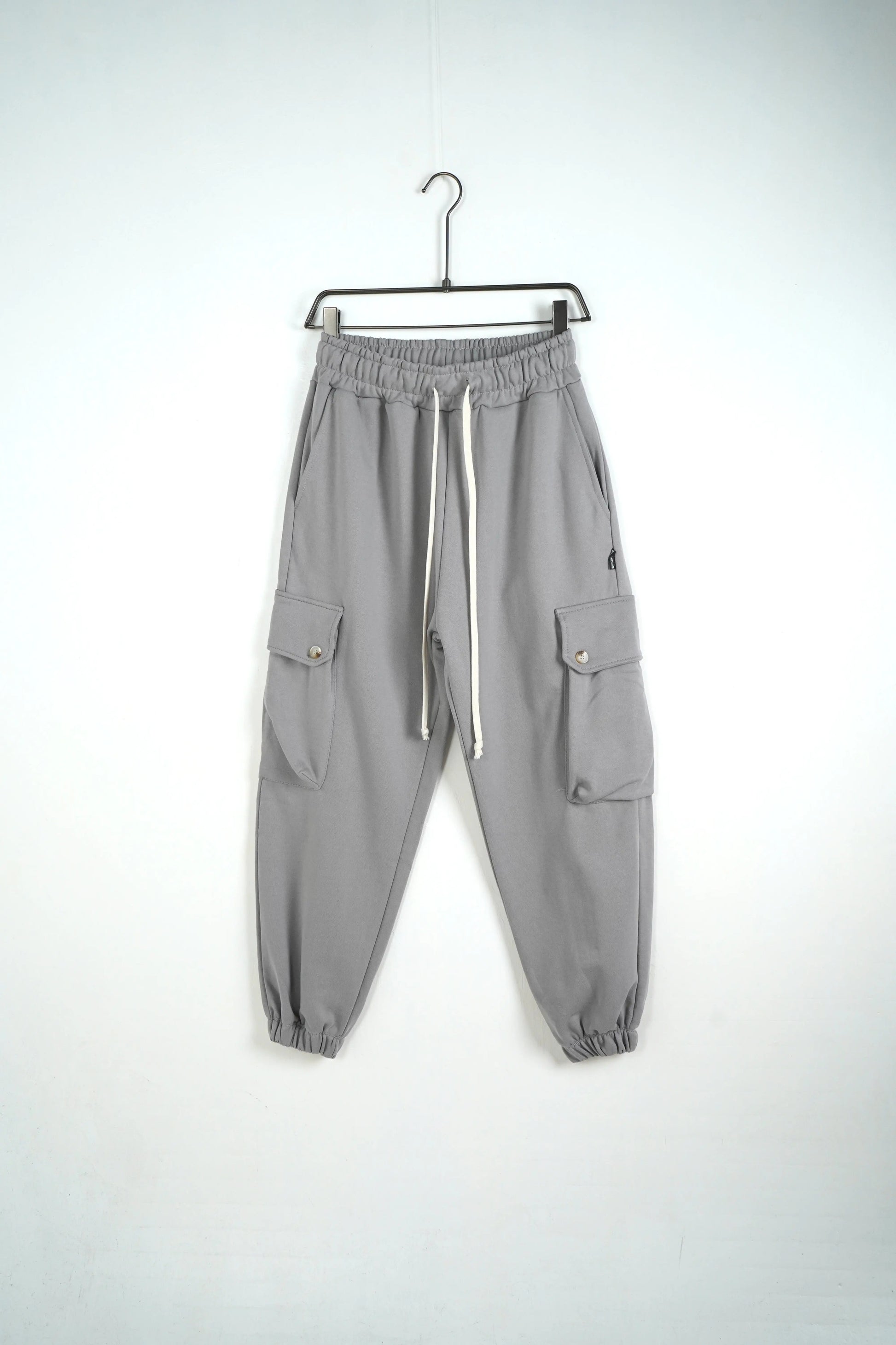 pantalone cargo grigio tasche oversize lacci duca homme