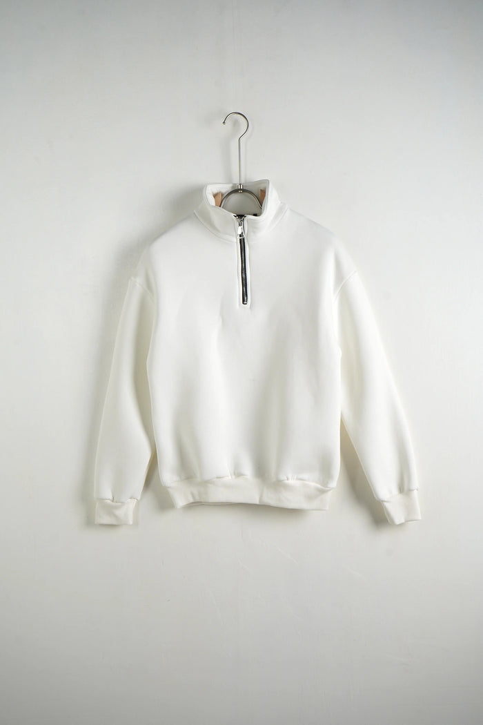 Felpa Duca Homme Bambino Mezza Zip Bianco Duca Homme