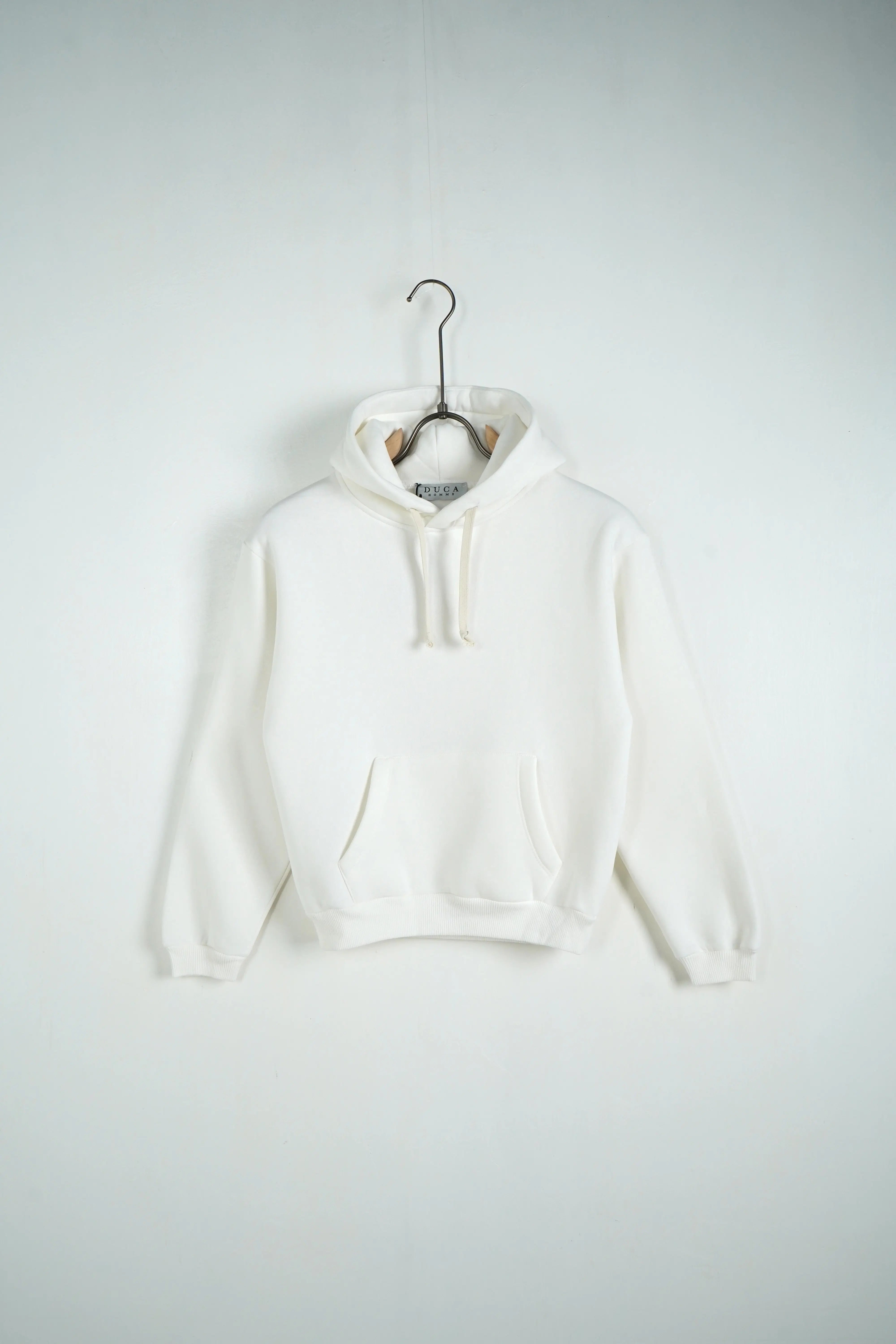Felpa Duca Homme Bambino | Modello Classico con Cappuccio | Bianco Duca Homme