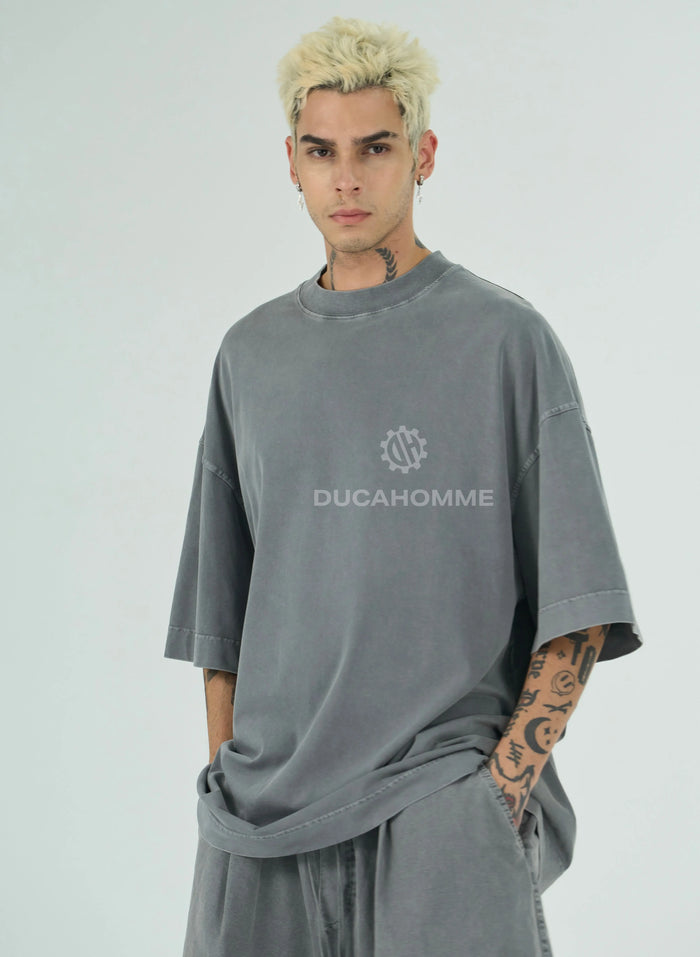 T Shirt Duca Homme Oversize Slavata Grigio Chiaro Duca Homme