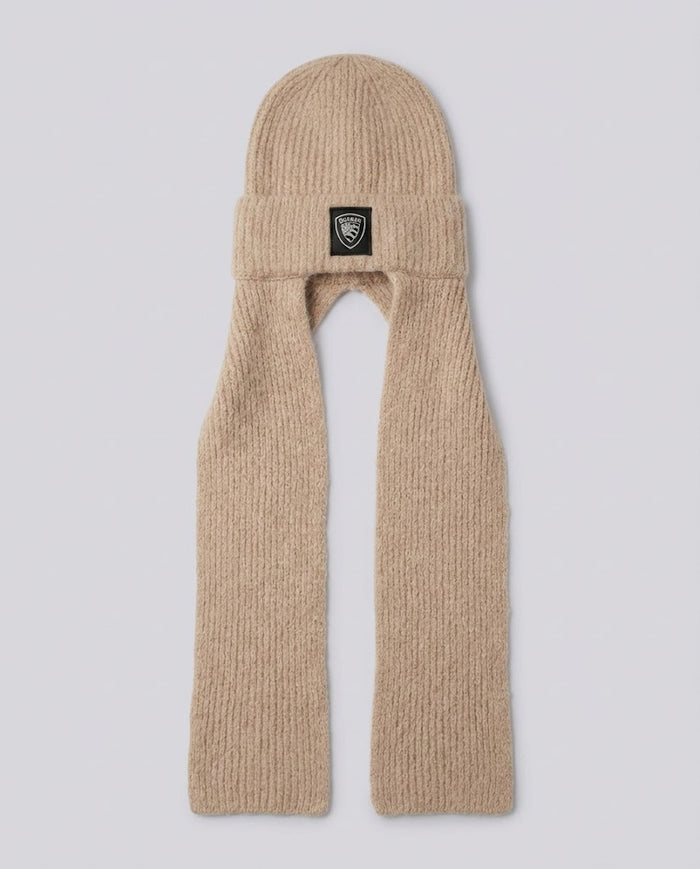 Beanie Blauer Kids Cammello con Sciarpa da bambina – fronte