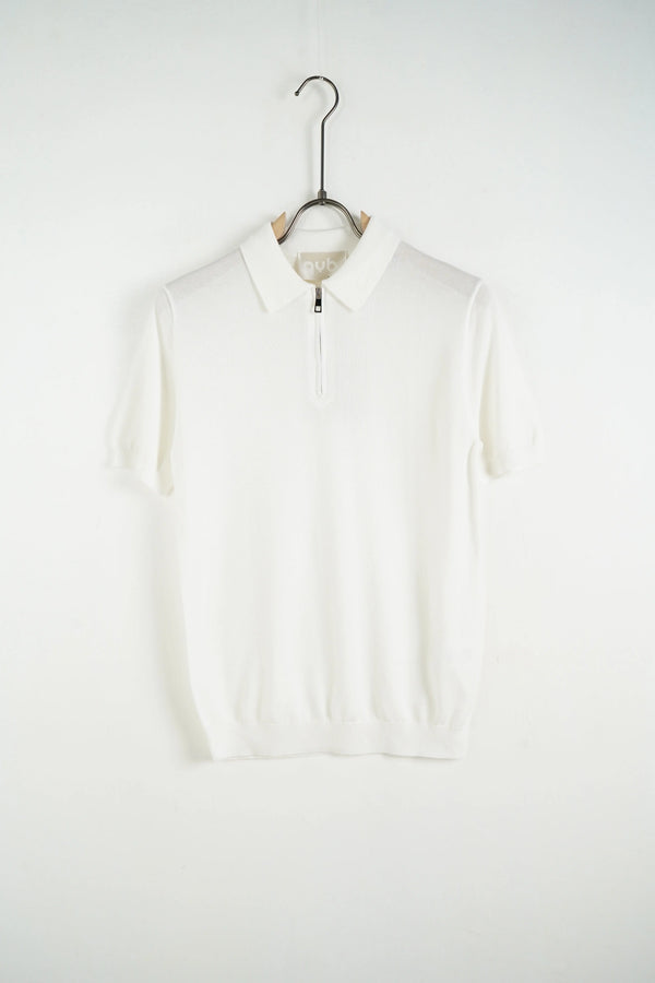 Polo con Zip Bianca in Filo Duca Homme Uomo | Modello Oversize