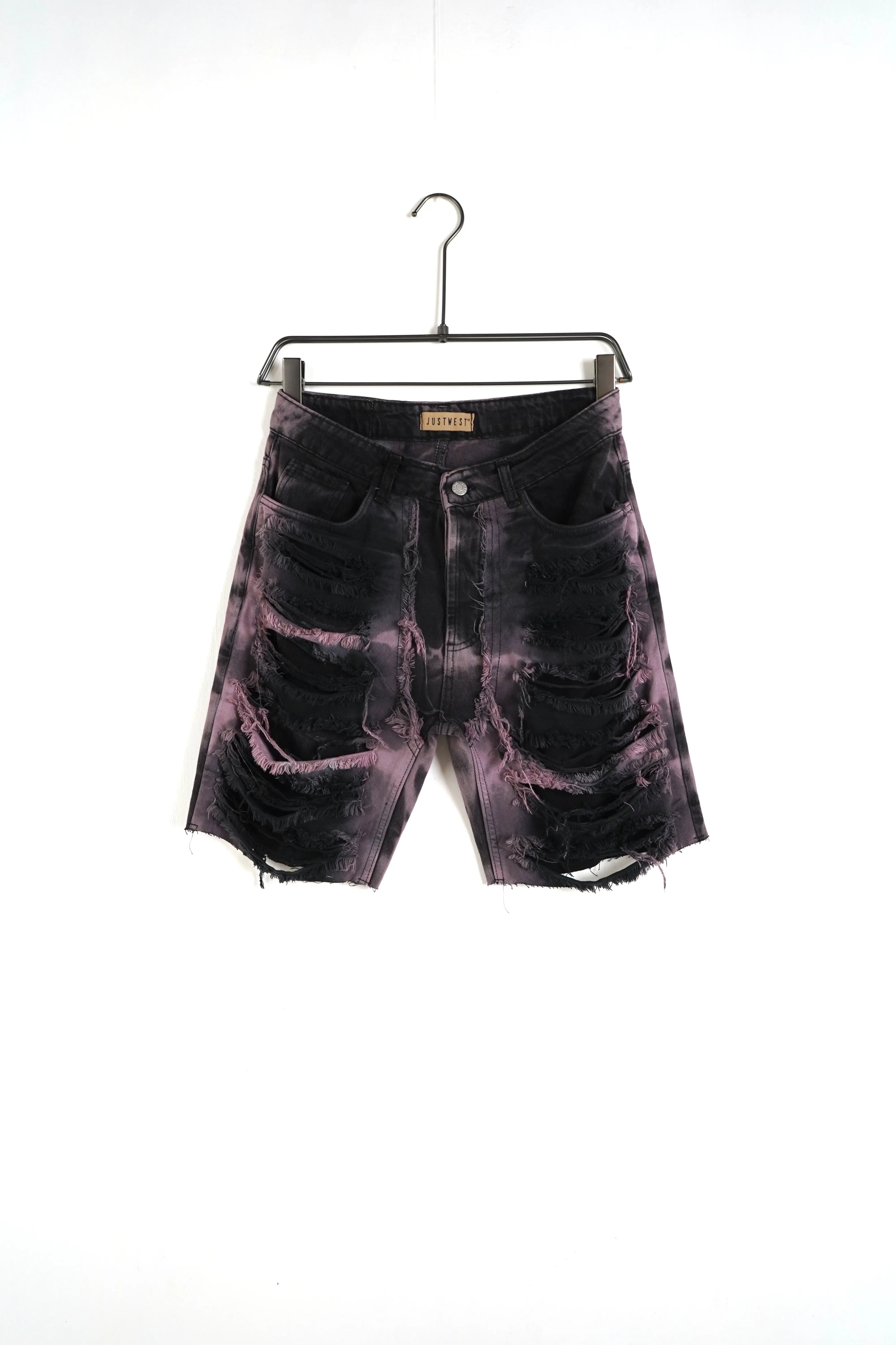 Pantaloncini Duca Homme Uomo Jeans Strappati e Slavati Colore Nero