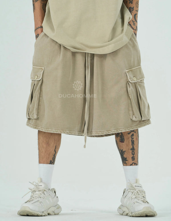 Pantaloncini Cargo Duca Homme Uomo Beige | Modello Oversize