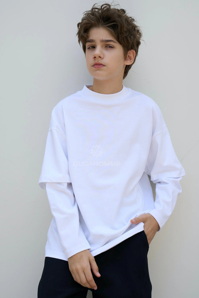 T-Shirt Duca Homme Bambino Doppia Manica Bianco Duca Homme