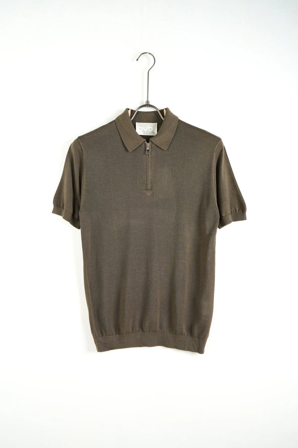 Polo con Zip Verde in Filo Duca Homme Uomo | Modello Oversize