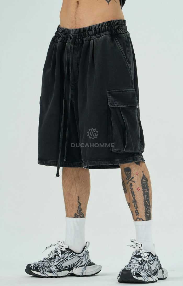 Pantaloncini Cargo Duca Homme Slavati Nero Duca Homme