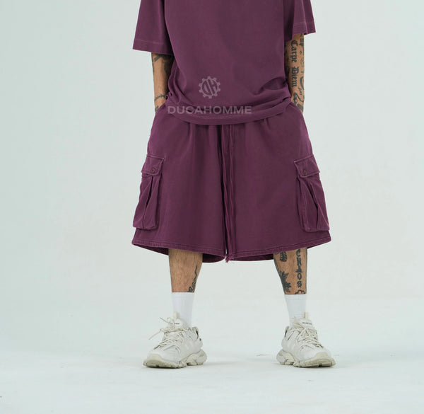 Pantaloncini Cargo Duca Homme Uomo Rossi | Modello Oversize