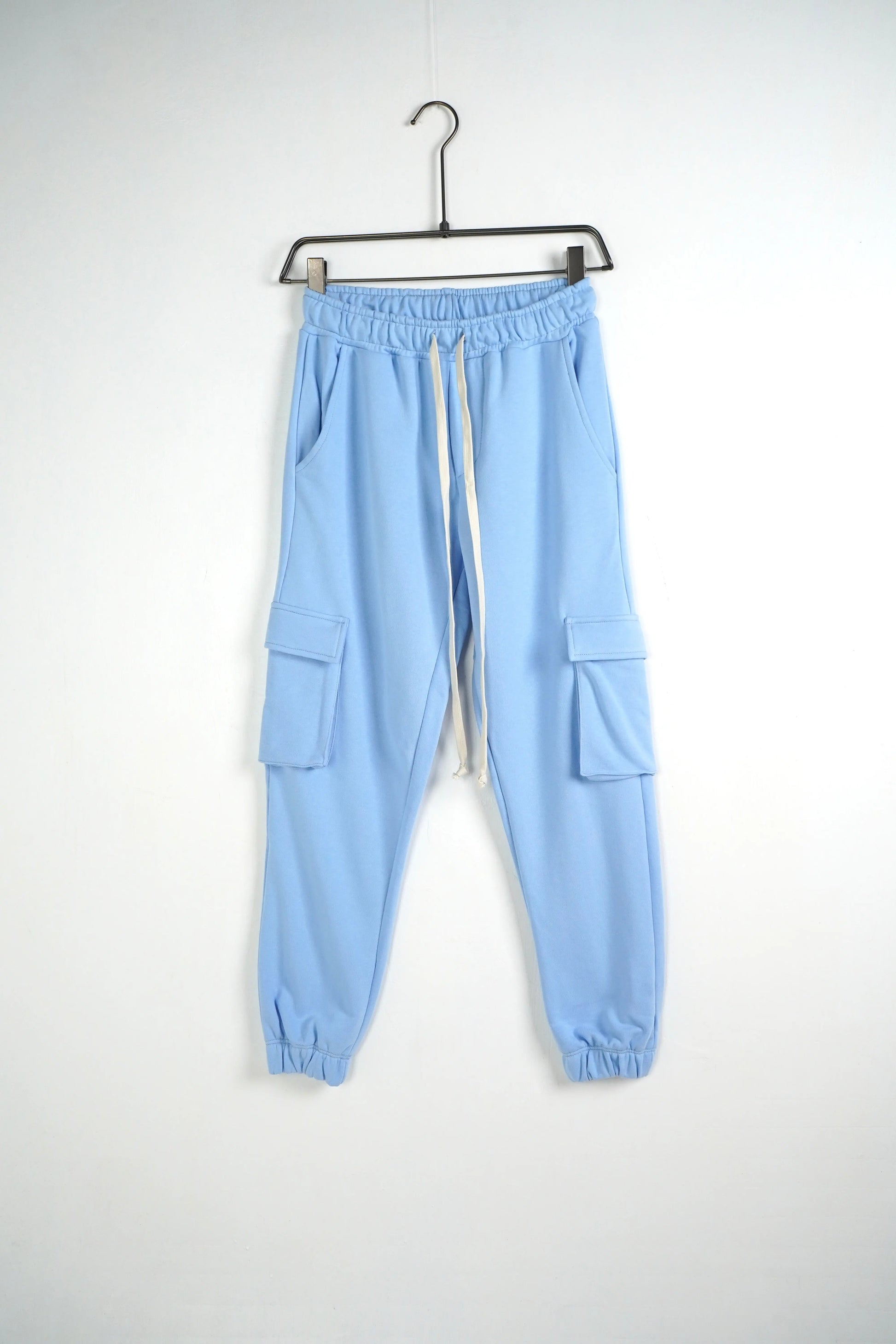 pantalone celeste cargo tasche laterali lacci duca homme uomo