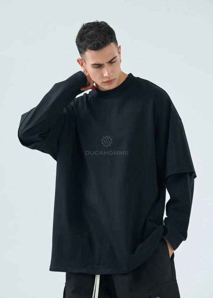 T Shirt Duca Homme | Doppia Manica | Oversize | Uomo | Nero Duca Homme