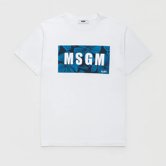 T Shirt Msgm | Modello Unisex | Logo Frontale | Bianco | Outlet MSGM