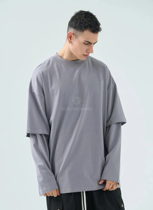 T Shirt Duca Homme | Doppia Manica | Oversize | Uomo | Grigio Campus Duca Homme