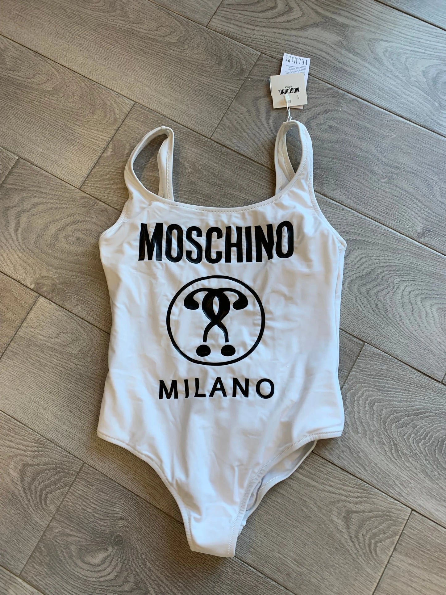 COSTUME MOSCHINO DONNA LOGO MILANO BIANCO (6737291116677)