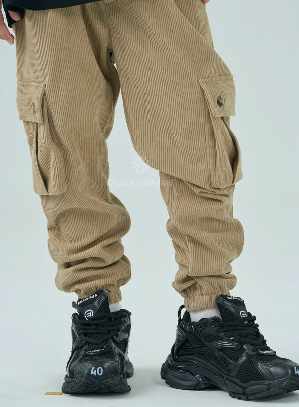 Pantalone Cargo Duca Homme Bambino | Tasche Laterali |Costine Beige