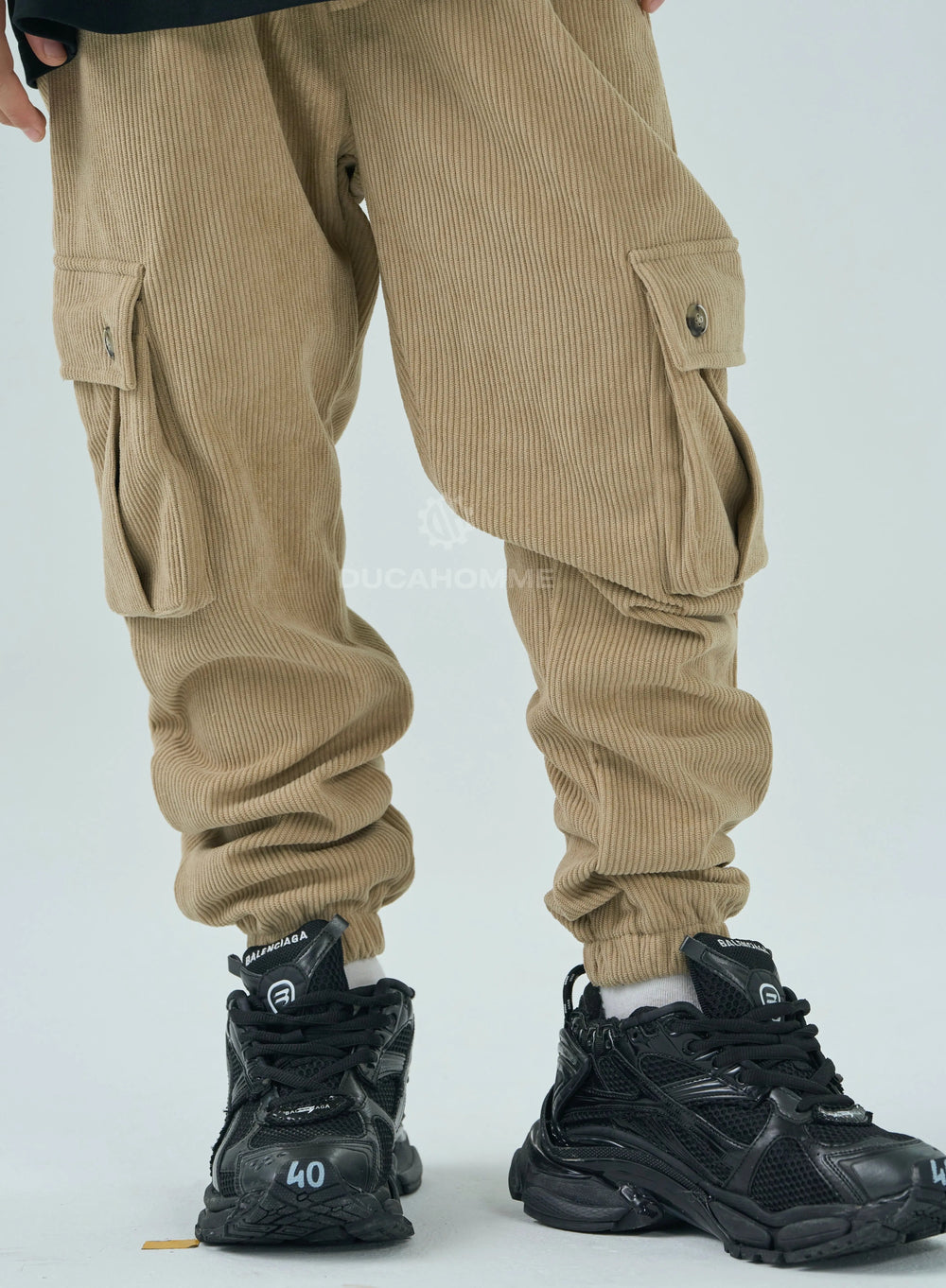 Pantalone Cargo Duca Homme Bambino | Tasche Laterali |Costine Beige Duca Homme