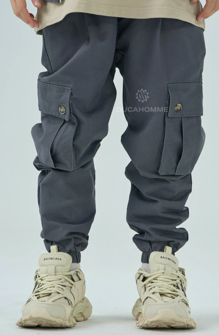 Pantalone Cargo Duca Homme Bambino | Tasche Laterali |Grigio Scuro Duca Homme