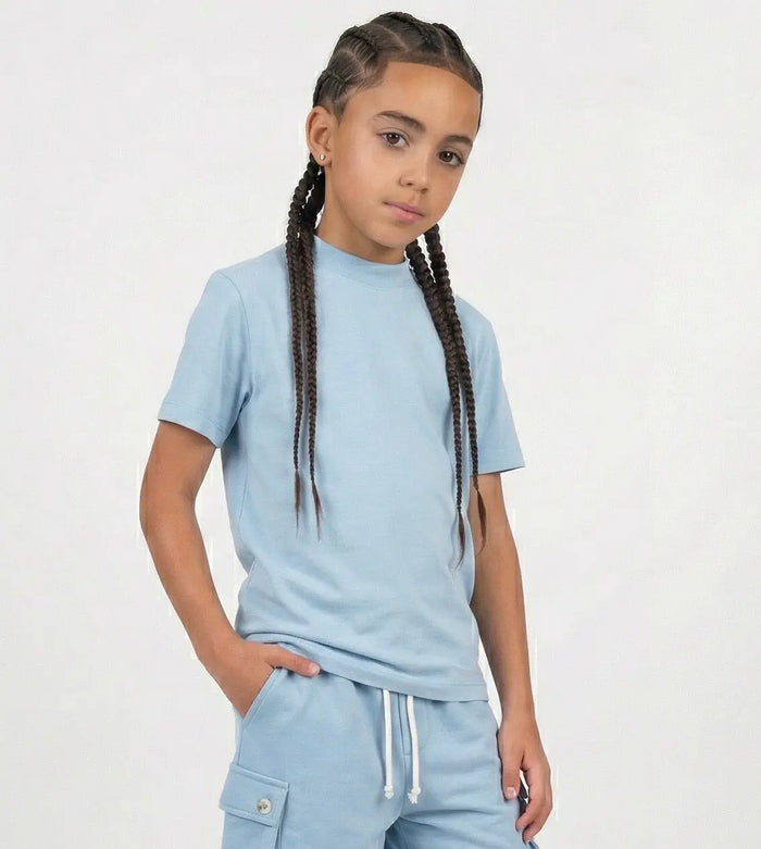 T Shirt Duca Homme Bambino | Maglietta Over Collo Medio | Celeste Duca Homme