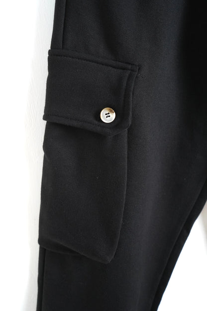 pantalone cargo nero tasche oversize lacci duca homme 1