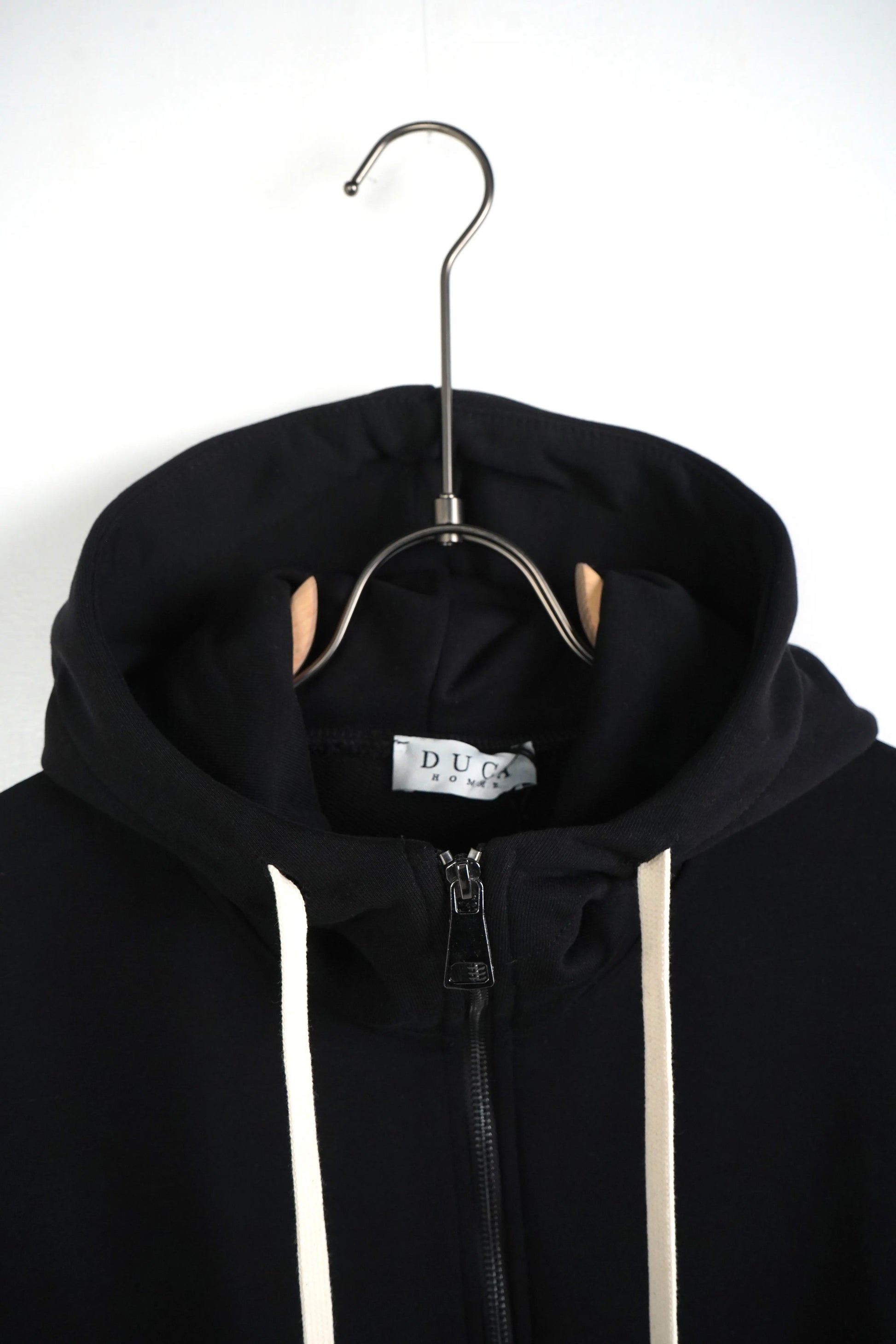 felpa uomo duca homme zip cappuccio lacci nero 1