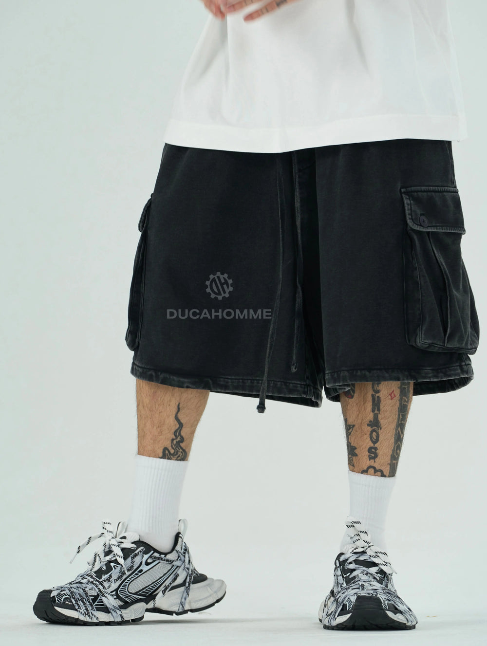 Pantaloncini Cargo Duca Homme Slavati Nero Duca Homme
