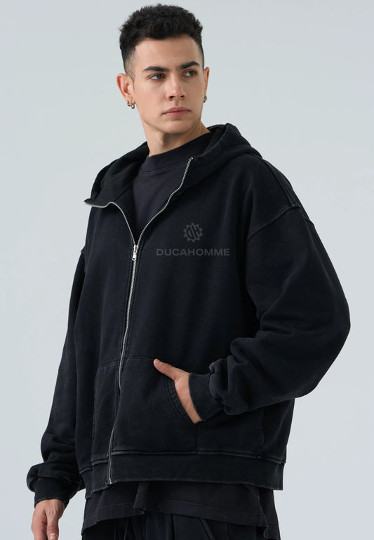 Felpa Cappuccio Duca Homme Nero Slavata Duca Homme