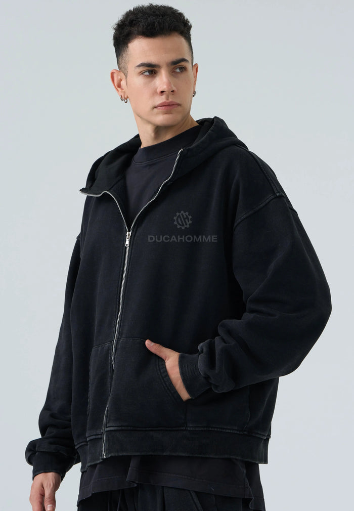 Felpa Cappuccio Duca Homme Nero Slavata Duca Homme