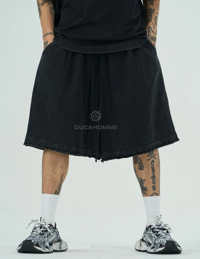 Pantaloncino Oversize Duca Homme Slavato Nero Duca Homme