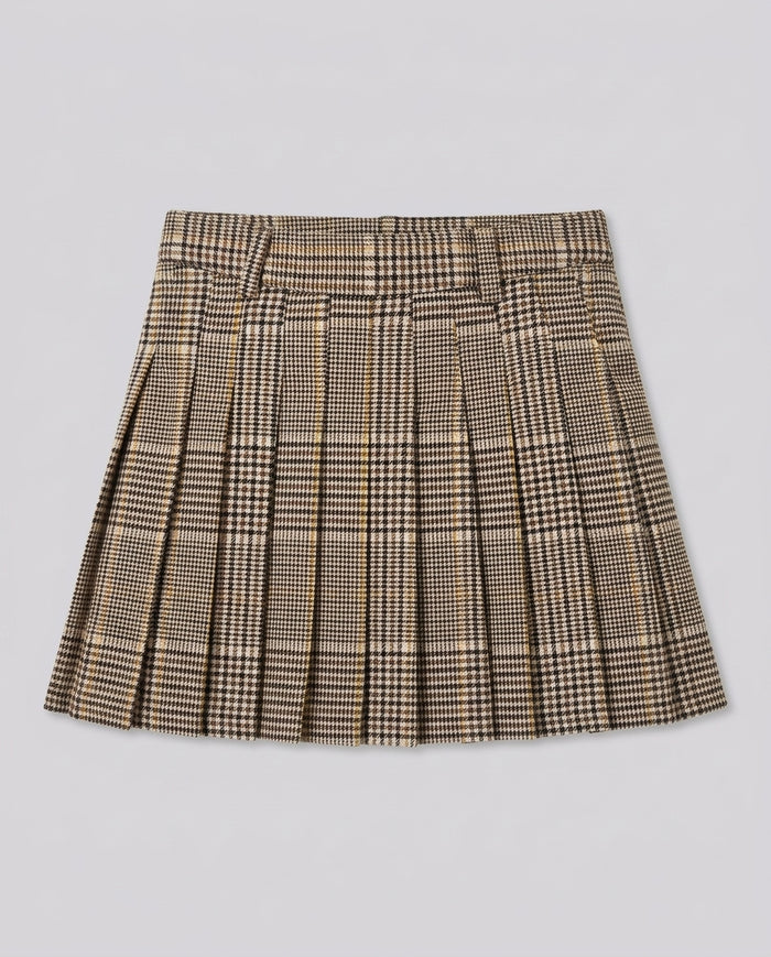Gonna Plissé Saint Barth Kids Tartan Beige – fronte