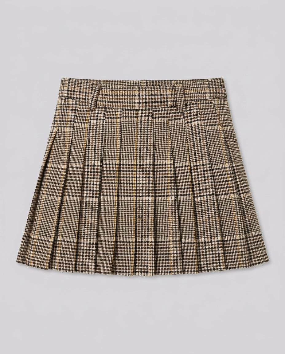 Gonna Plissé Saint Barth Kids Tartan Beige – fronte