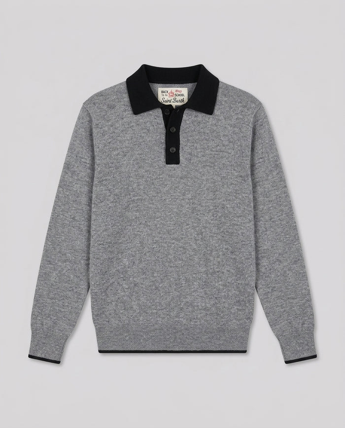 Maglione Saint Barth Kids Contrast Grigio Melange – fronte