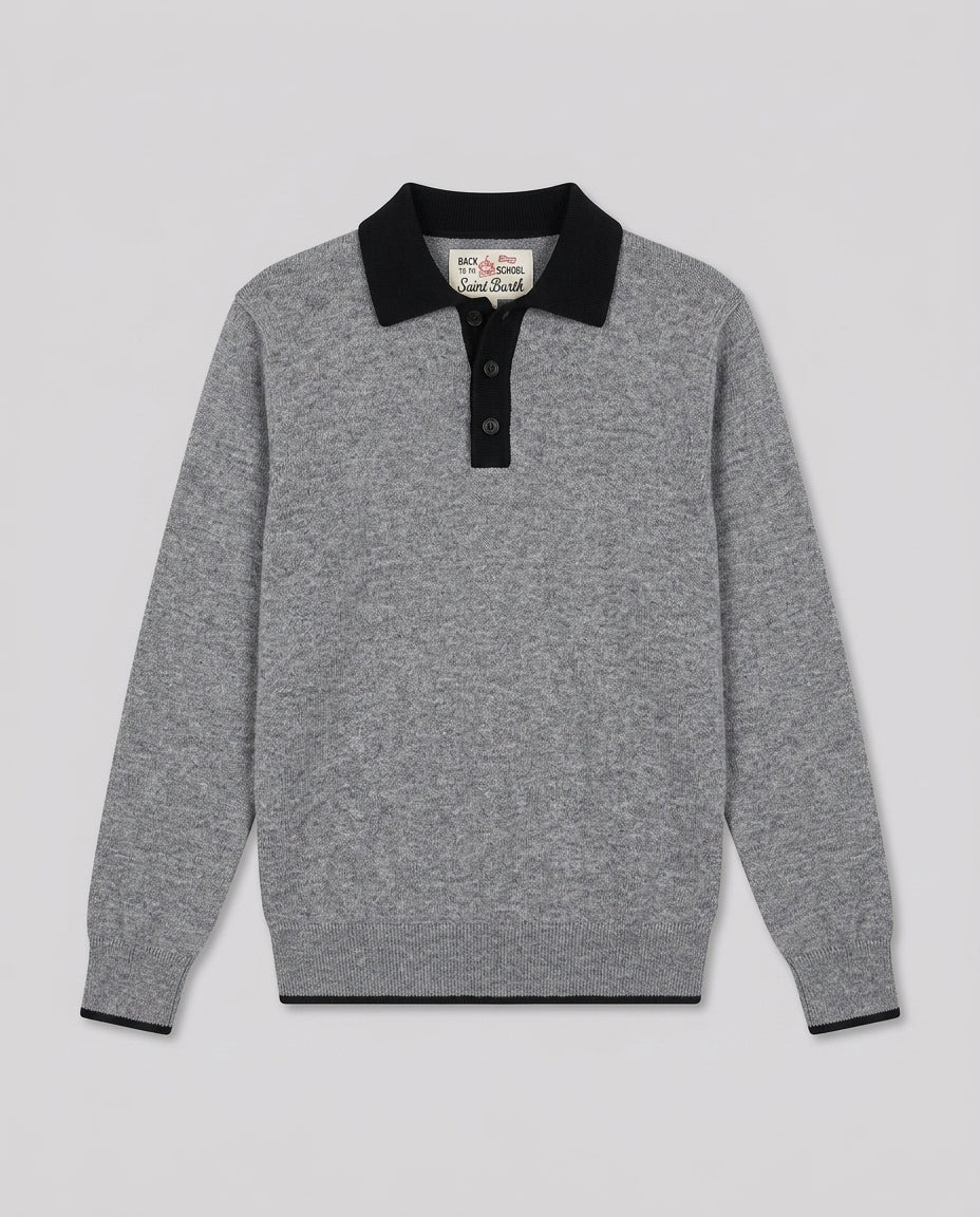 Maglione Saint Barth Kids Contrast Grigio Melange – fronte