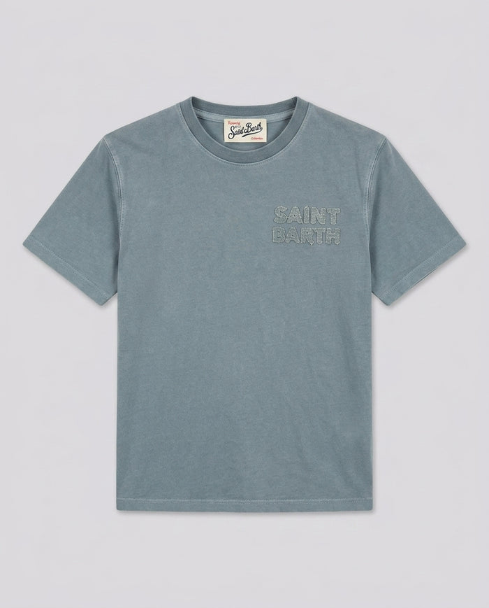 T-Shirt Manica Lunga Saint Barth Kids Azzurra – fronte