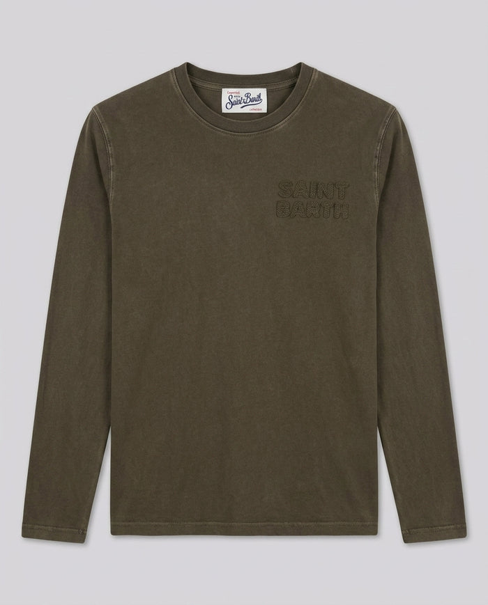 Maglia Manica Lunga Saint Barth Kids Verde Militare – fronte