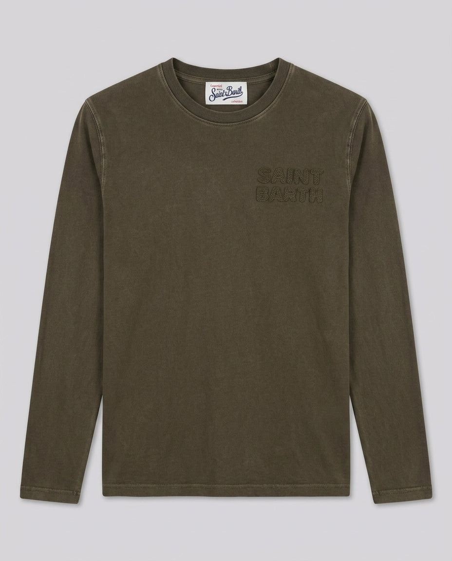 Maglia Manica Lunga Saint Barth Kids Verde Militare – fronte
