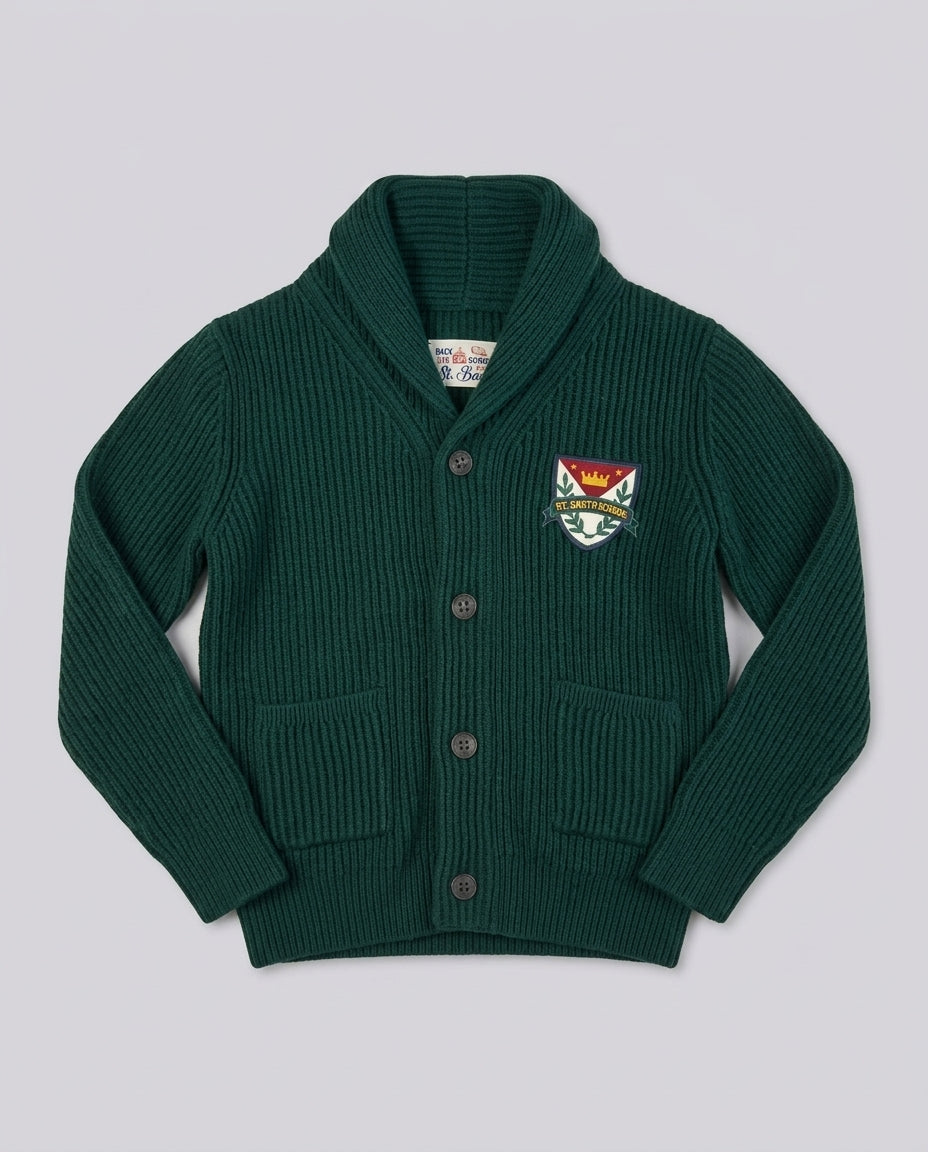 Cardigan Saint Barth Kids Verde Inglese – fronte