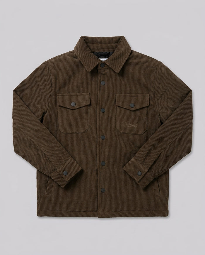 Overshirt in Velluto a Coste Saint Barth Kids Marrone Scuro – fronte