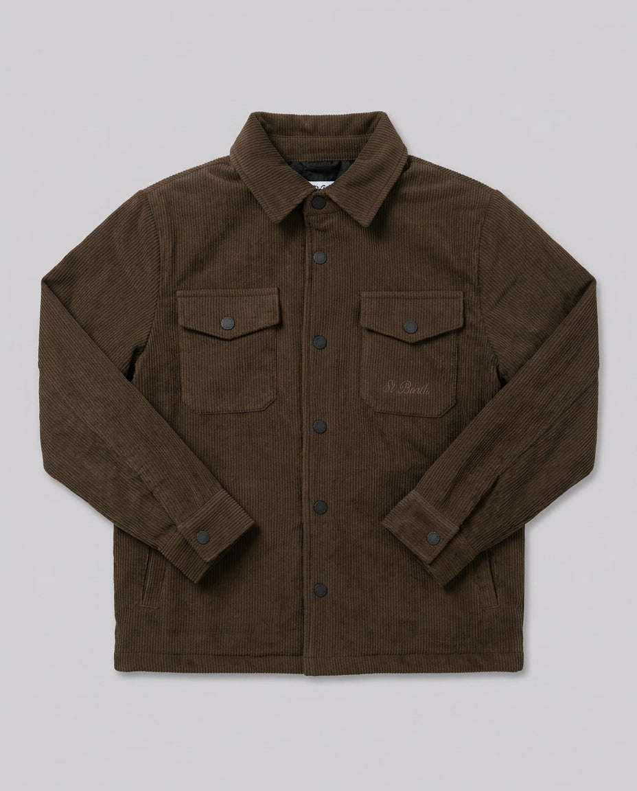 Overshirt in Velluto a Coste Saint Barth Kids Marrone Scuro – fronte