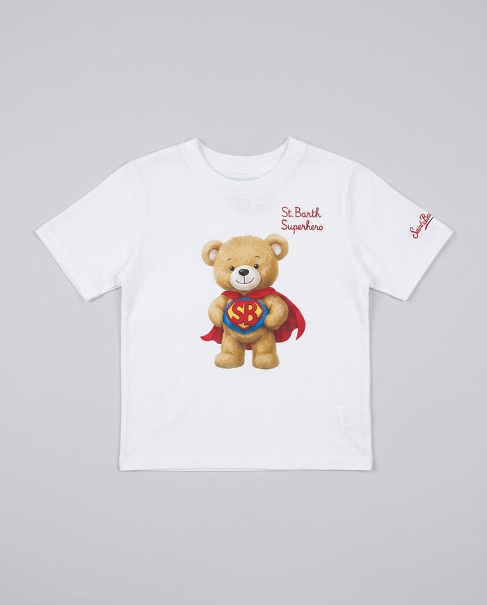 T-Shirt Saint Barth Kids Bear Superhero – fronte
