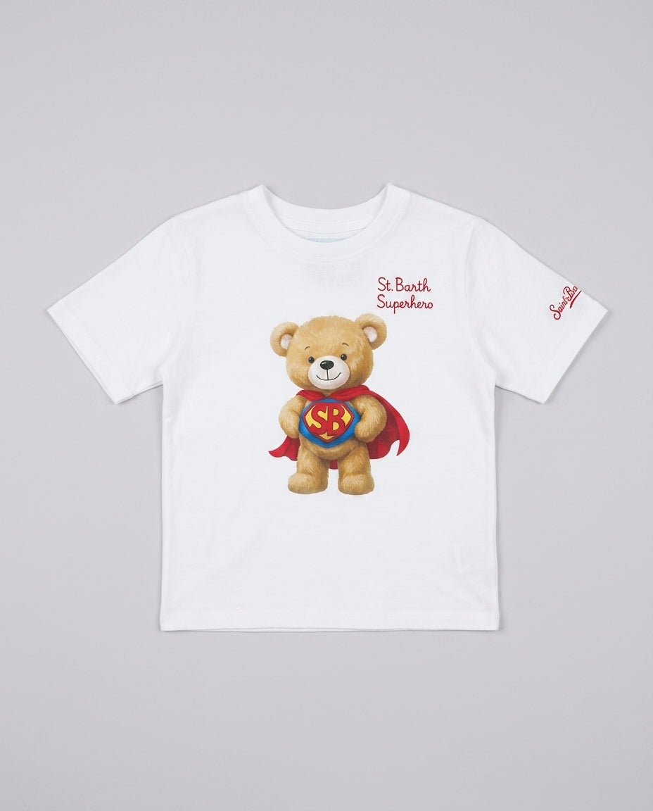T-Shirt Saint Barth Kids Bear Superhero – fronte