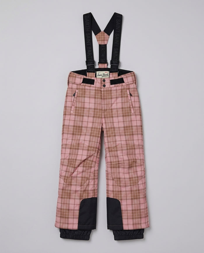 Pantaloni da Sci Saint Barth Kids Tartan Rosa – fronte