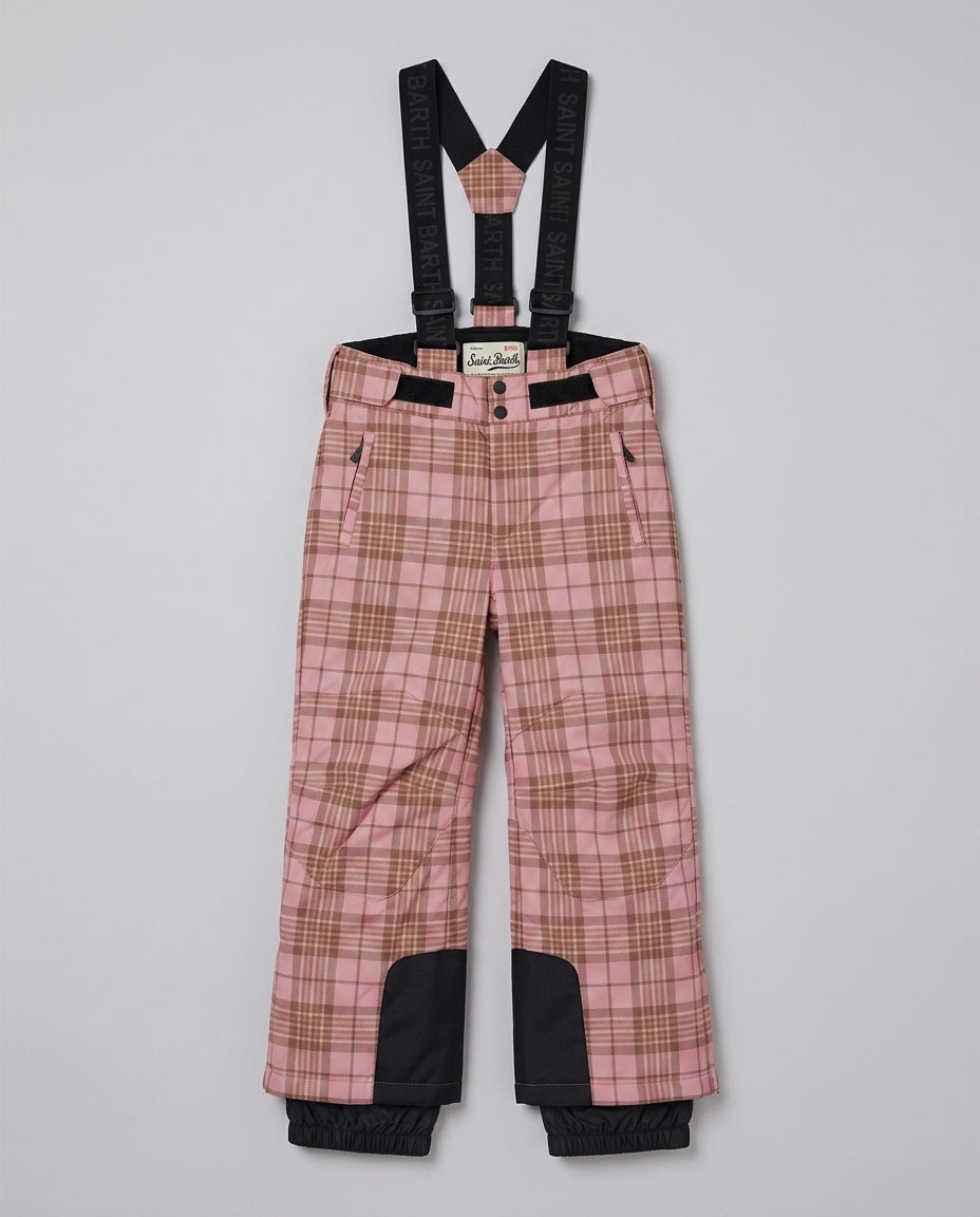 Pantaloni da Sci Saint Barth Kids Tartan Rosa – fronte