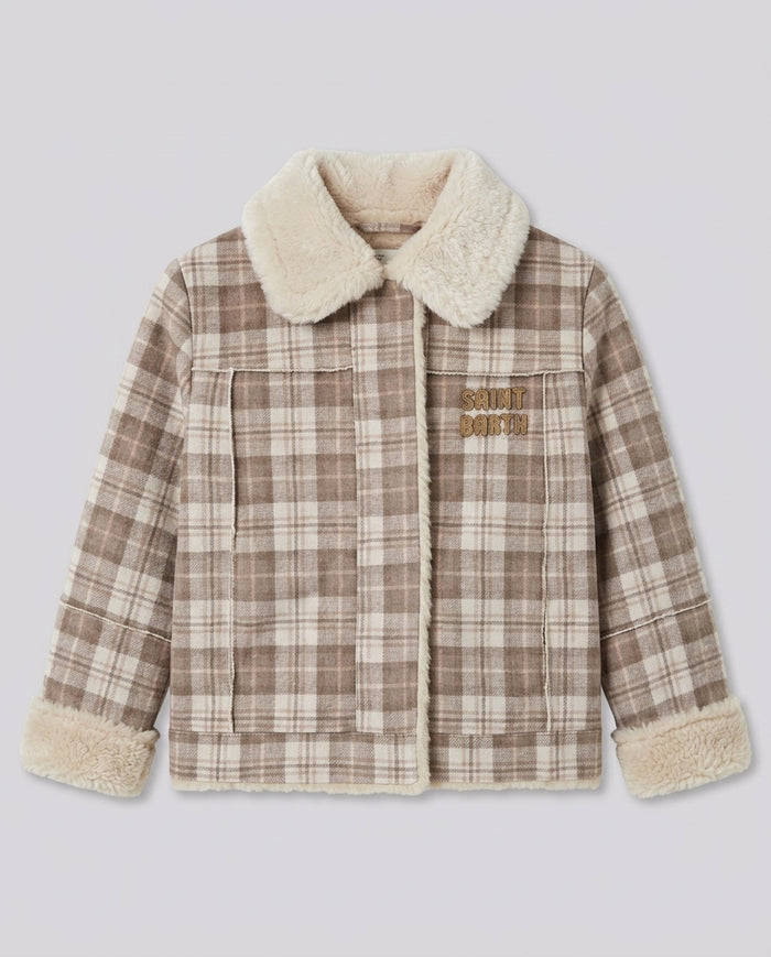 Giacca Shearling Saint Barth Kids Tartan – fronte