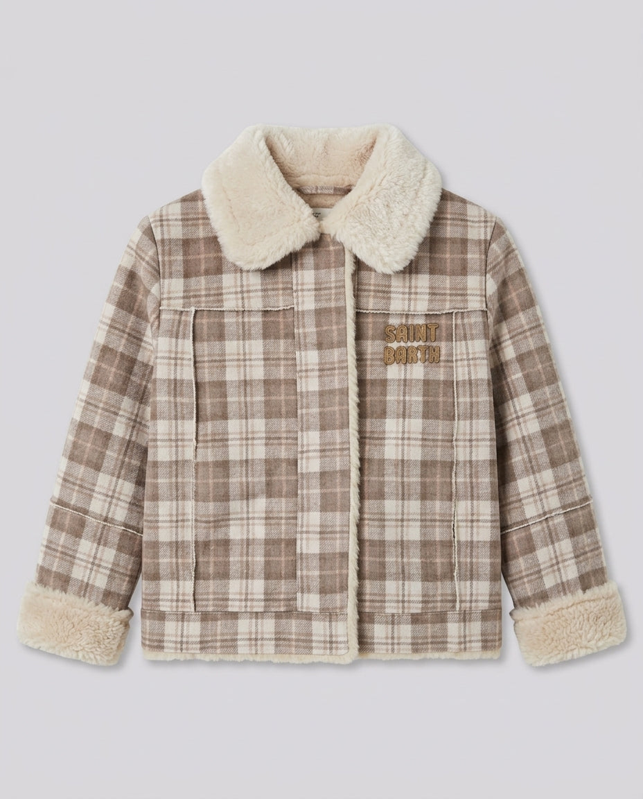Giacca Shearling Saint Barth Kids Tartan – fronte