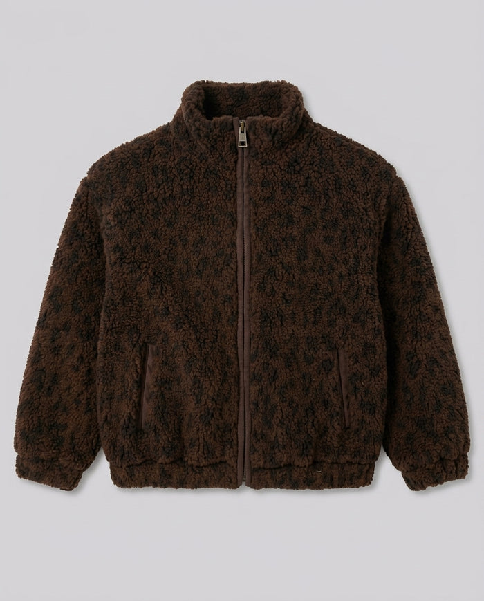 Giacca Teddy Saint Barth Kids Leopardato Scuro – fronte