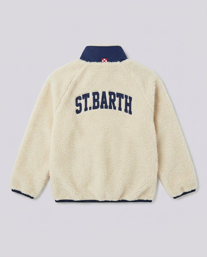 Giacca in Pile Sherpa Saint Barth Kids Bianco Panna – fronte
