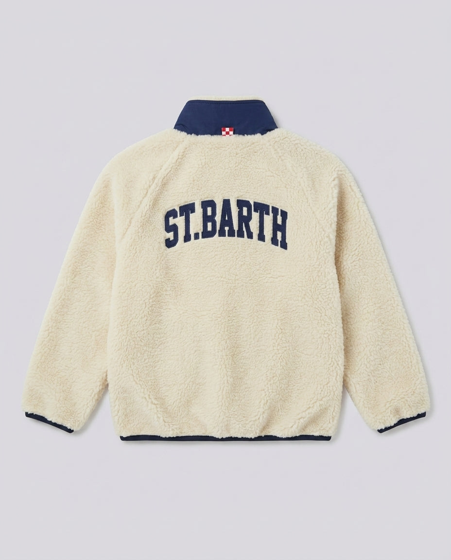 Giacca in Pile Sherpa Saint Barth Kids Bianco Panna – fronte