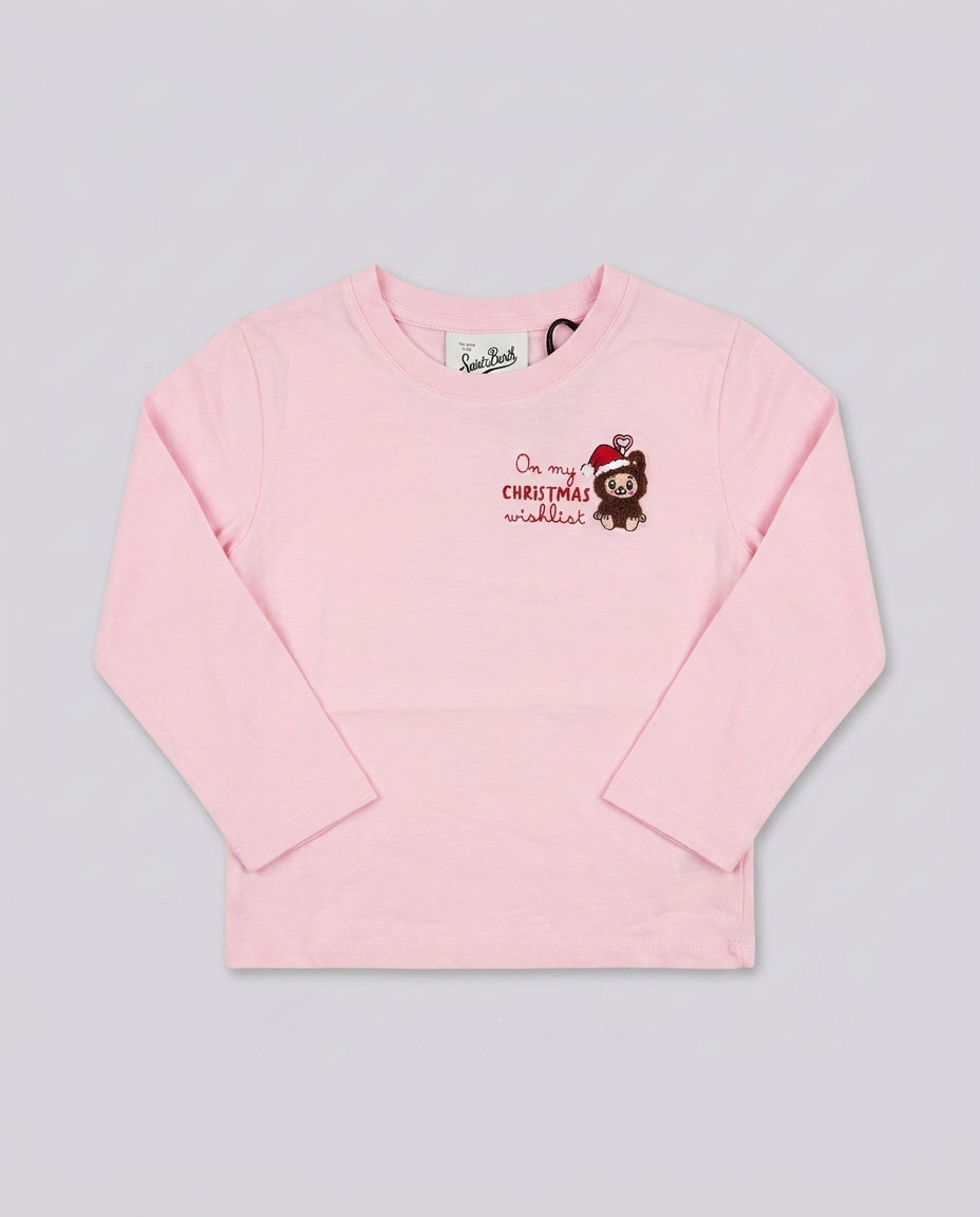 T-Shirt Natalizia Saint Barth Kids Puppy Wishlist – fronte