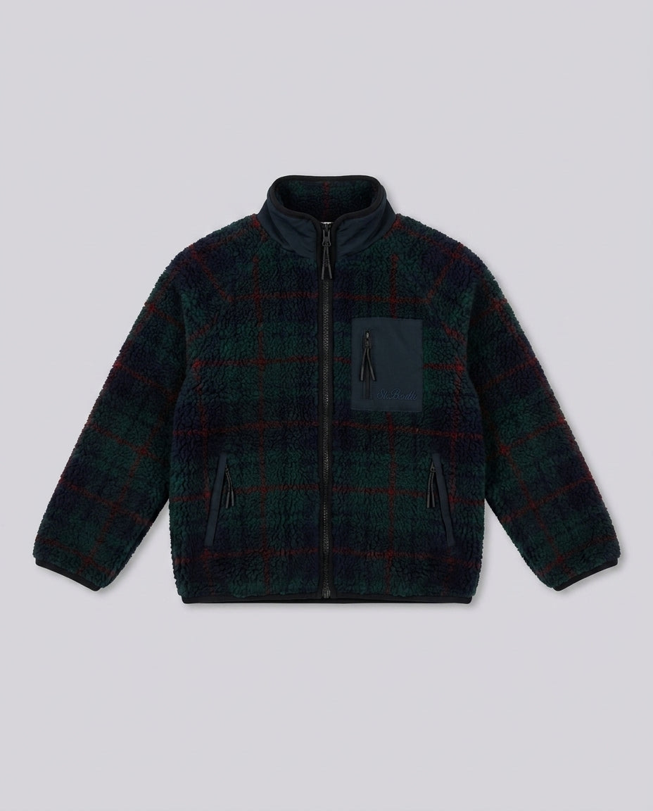 Giacca in Pile Sherpa Saint Barth Kids Tartan – fronte